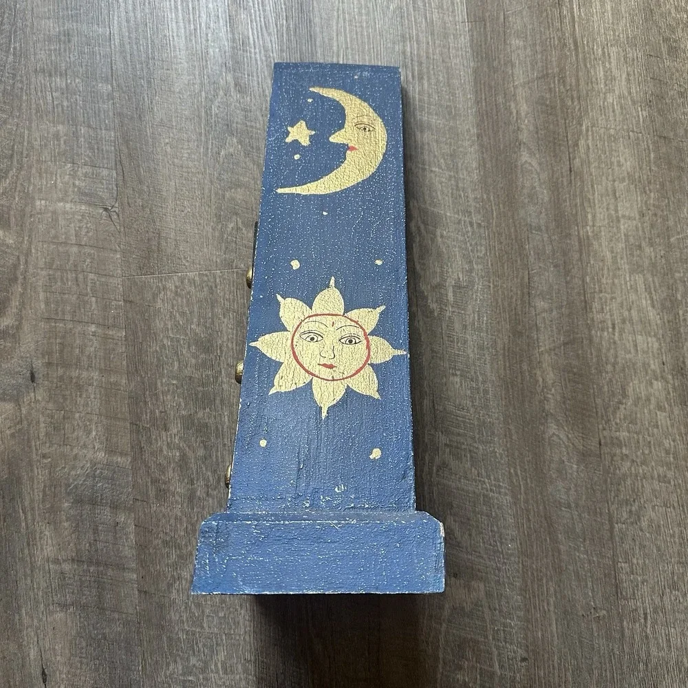 VTG Folk Art Wood Pyramid Drawers Hand Painted? Celestial Sun Moon Vintage Chest